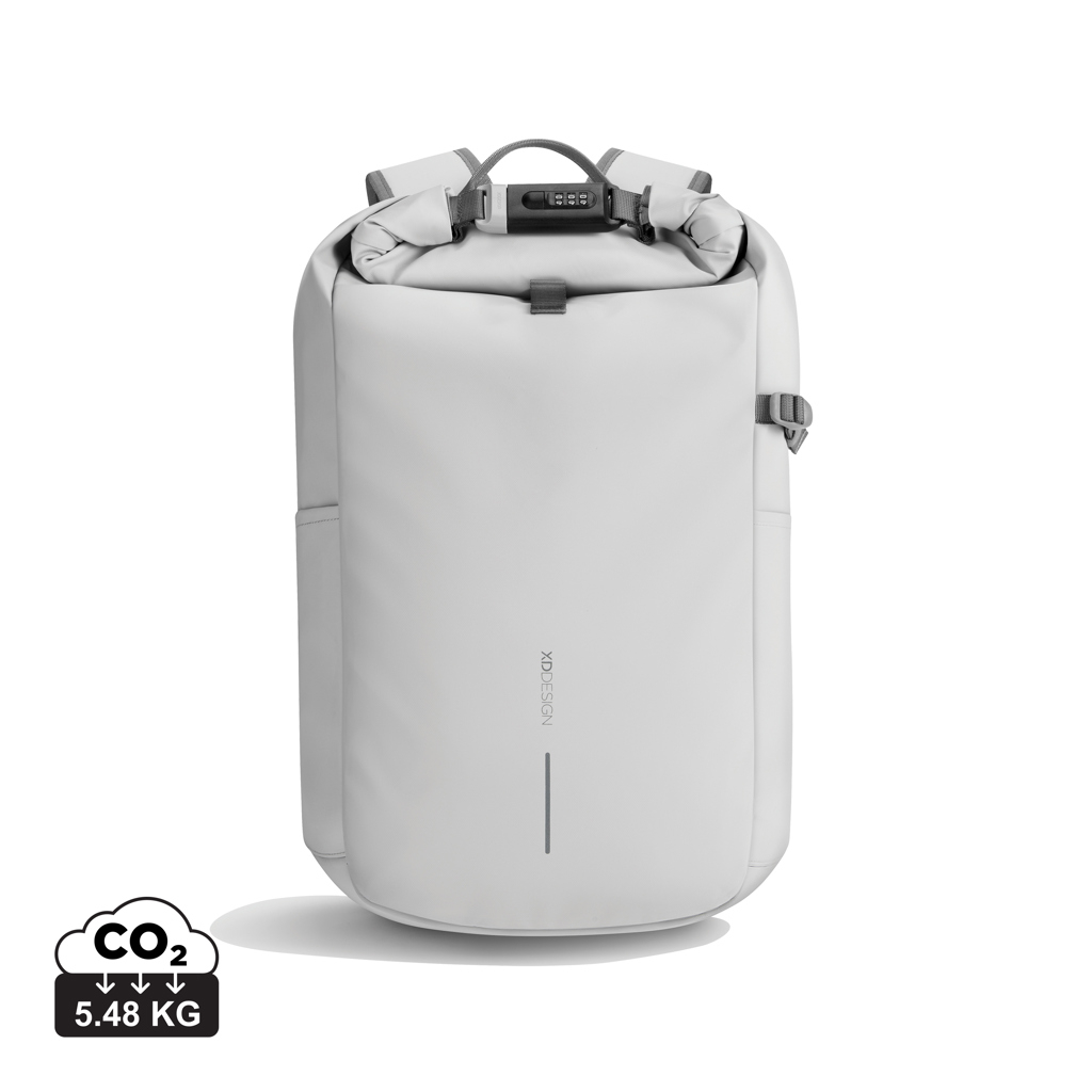 Sac à dos antivol et étanche promotionnel Urban blanc cassé et gris